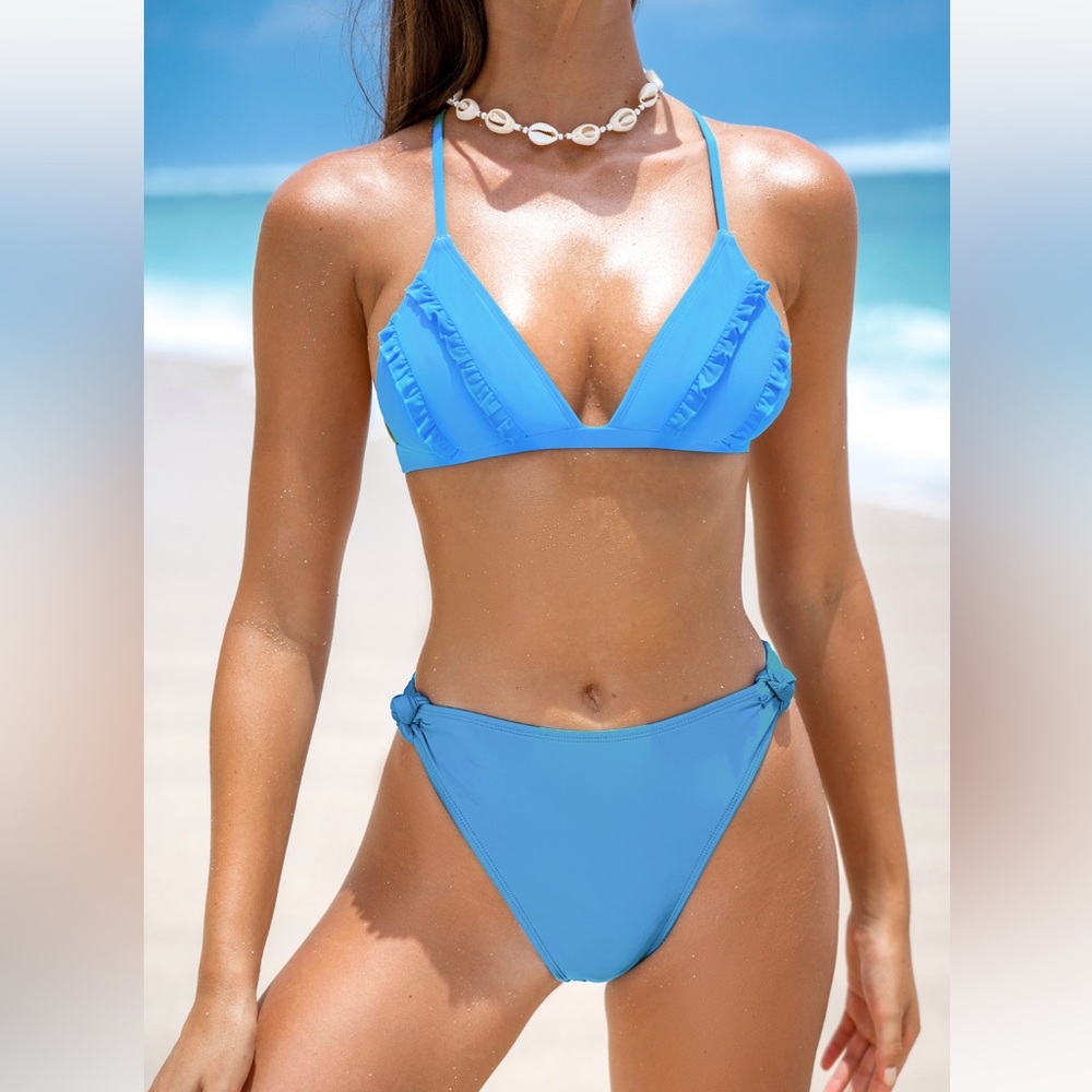 NWT Cupshe Forget-Me-Not Blue Bikini Set - Picture 10 of 11
